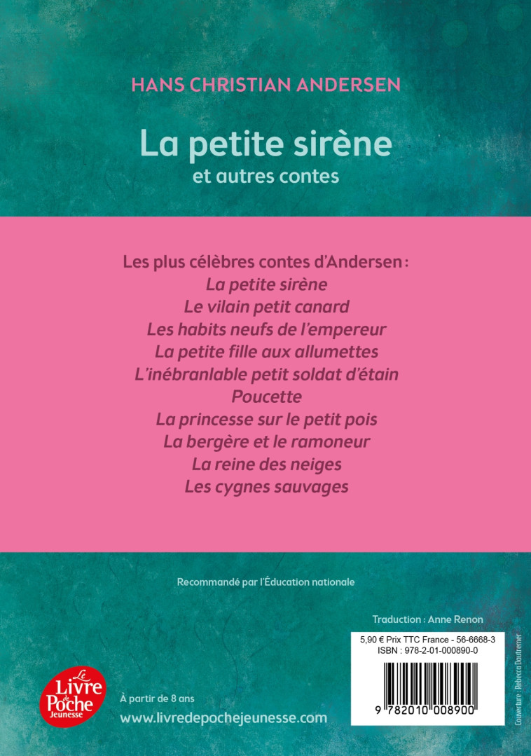 La petite sirène et autres contes - Texte intégral - Hans Christian Andersen, Anne Renon, Rébecca Dautremer - POCHE JEUNESSE