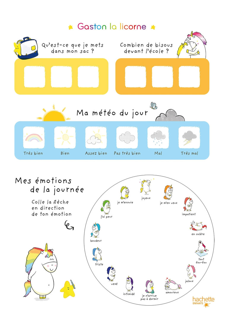 Semainier Gaston la licorne - Je prépare ma journée d'école - Aurélie Chien Chow Chine, Aurélie Chien Chow Chine - HACHETTE ENFANT