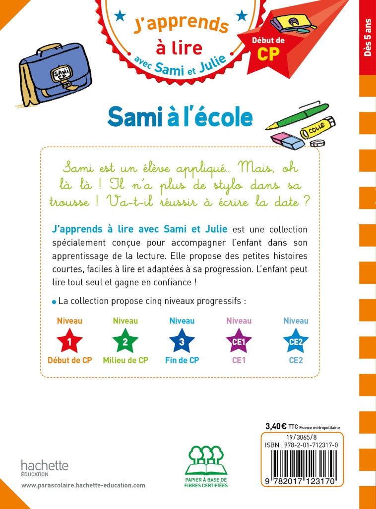 Sami et Julie CP Niveau 1 Sami à l'école - Isabelle Albertin, Thérèse Bonté, Isabelle Albertin, Thérèse Bonté - HACHETTE EDUC