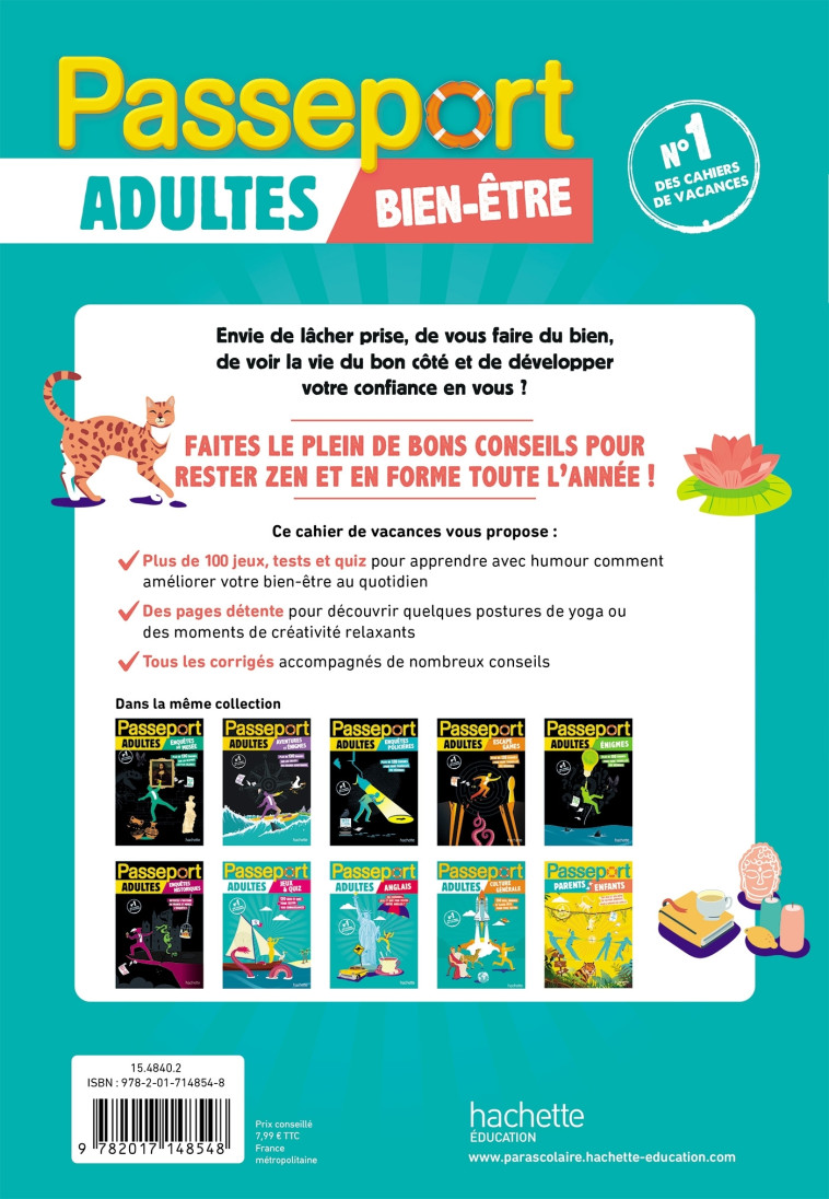 Passeport Adultes - Bien-être - Cahier de vacances 2025 - Stéphanie Brouard, Stéphanie Brouard - HACHETTE EDUC