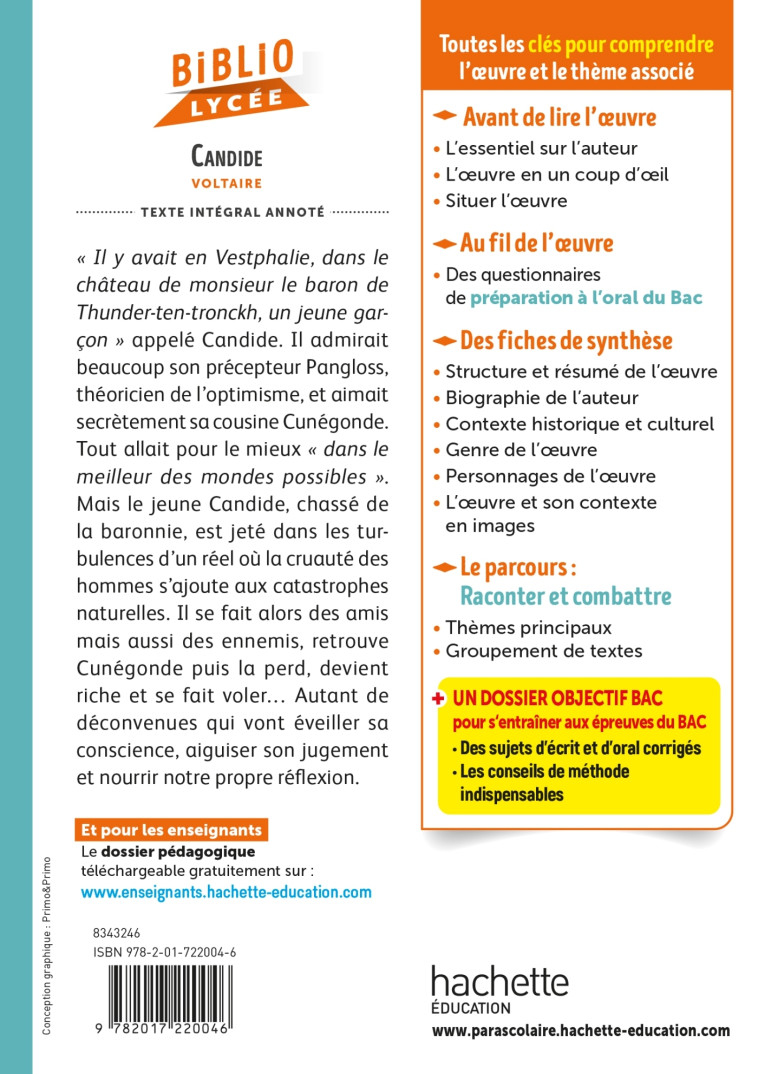 Bibliolycée - Candide, Voltaire - Voltaire Voltaire, Sylvie Beauthier,  VOLTAIRE,  VOLTAIRE, Sylvie Beauthier - HACHETTE EDUC
