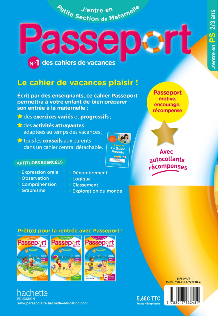 Passeport - J'entre en Petite Section de maternelle 2/3 ans - Cahier de vacances 2024 - Nadia Poure, Marie-Christine Exbrayat, Sylvie Rainaud - HACHETTE EDUC