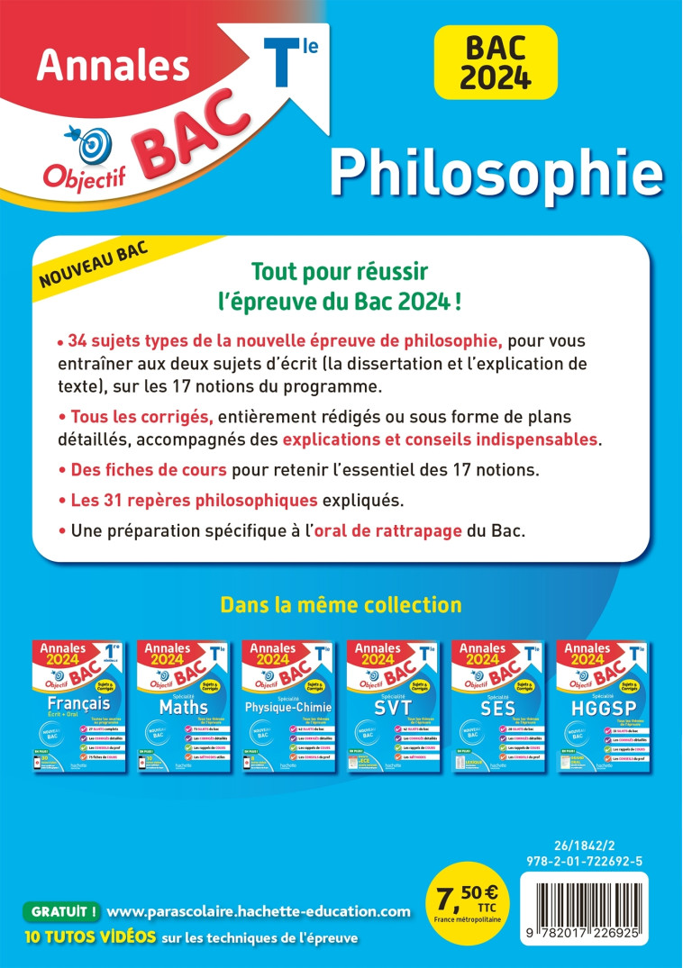 Annales Objectif BAC 2024 - Philosophie - Yohann Durand, Nathalie Nieuviarts - HACHETTE EDUC