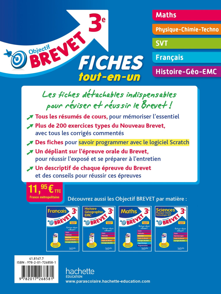 Objectif Brevet - Fiches Tout-en-un 2025 - Nicolas Clamart, Sébastien Dessaint, Malorie Gorillot, Isabelle Lisle, Richard Basnier, Nicolas Clamart, Sébastien Dessaint, Malorie Gorillot, Isabelle Lisle, Richard Basnier - HACHETTE EDUC