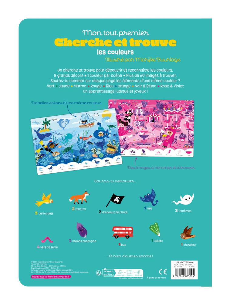 Mon tout premier cherche et trouve les couleurs - Marijke BUURLAGE, Marijke BUURLAGE - DEUX COQS D OR