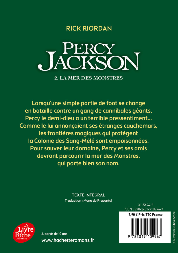 Percy Jackson - Tome 2 - Rick Riordan, Mona Pracontal, Mona de Pracontal - POCHE JEUNESSE