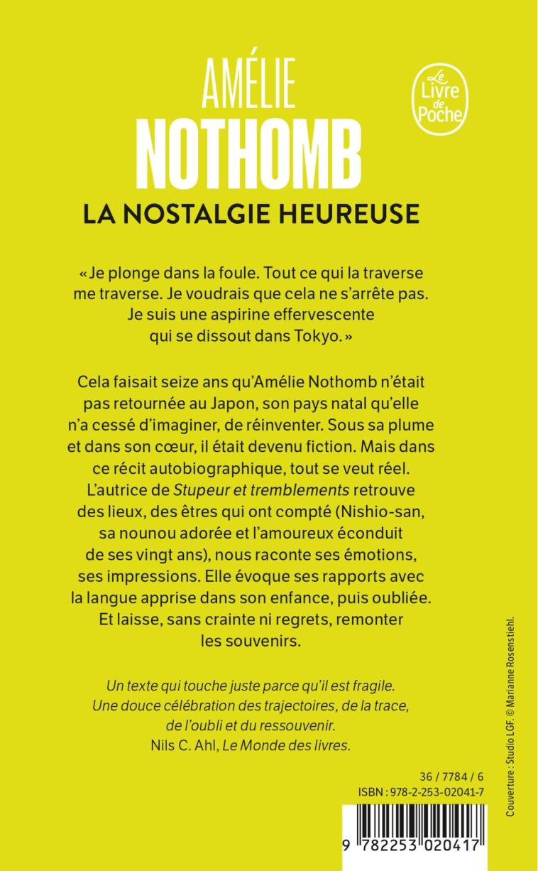 La Nostalgie heureuse - Amélie Nothomb - LGF