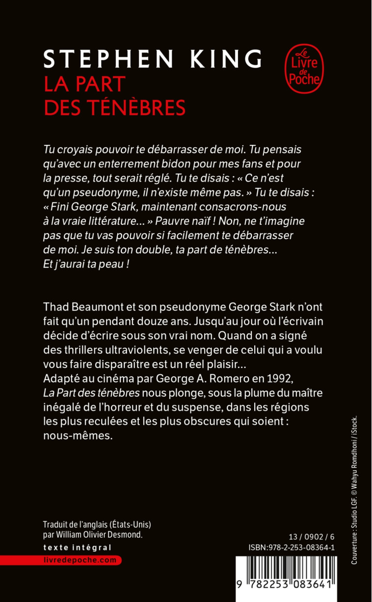 La Part des ténèbres - Stephen King - LGF