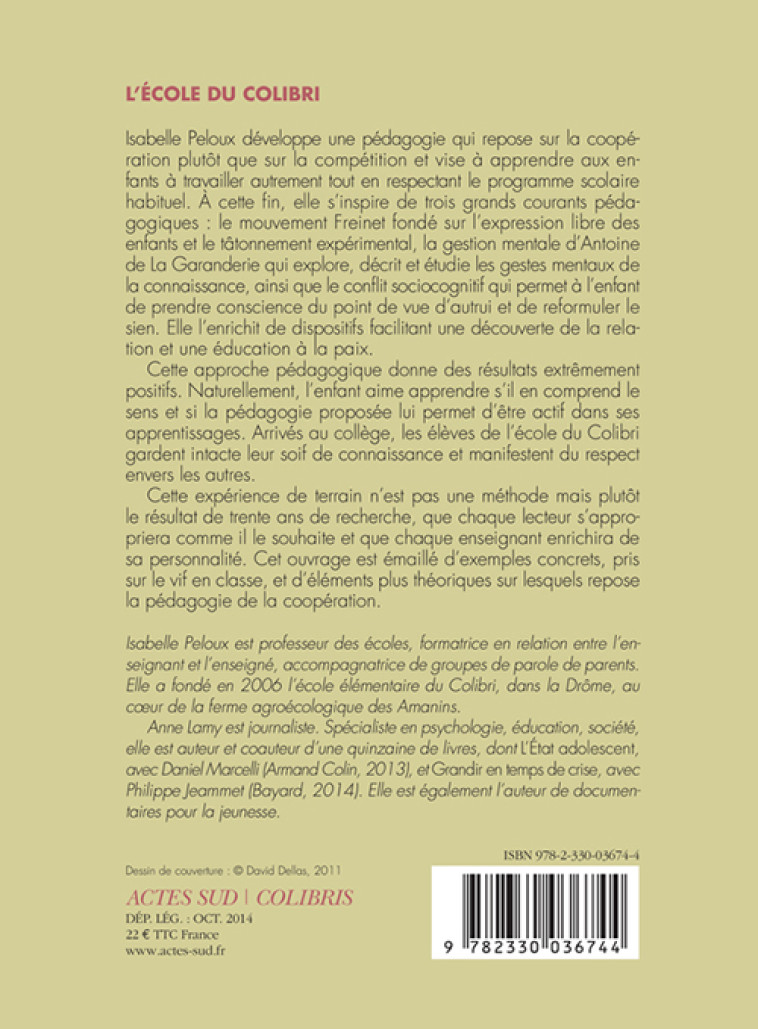 L'école du Colibri - Anne Lamy, Isabelle Peloux,  Colibris - ACTES SUD