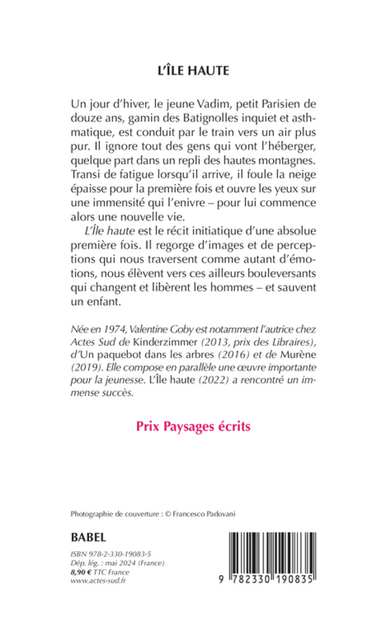 L'île haute - Valentine Goby, Valentine Goby - ACTES SUD
