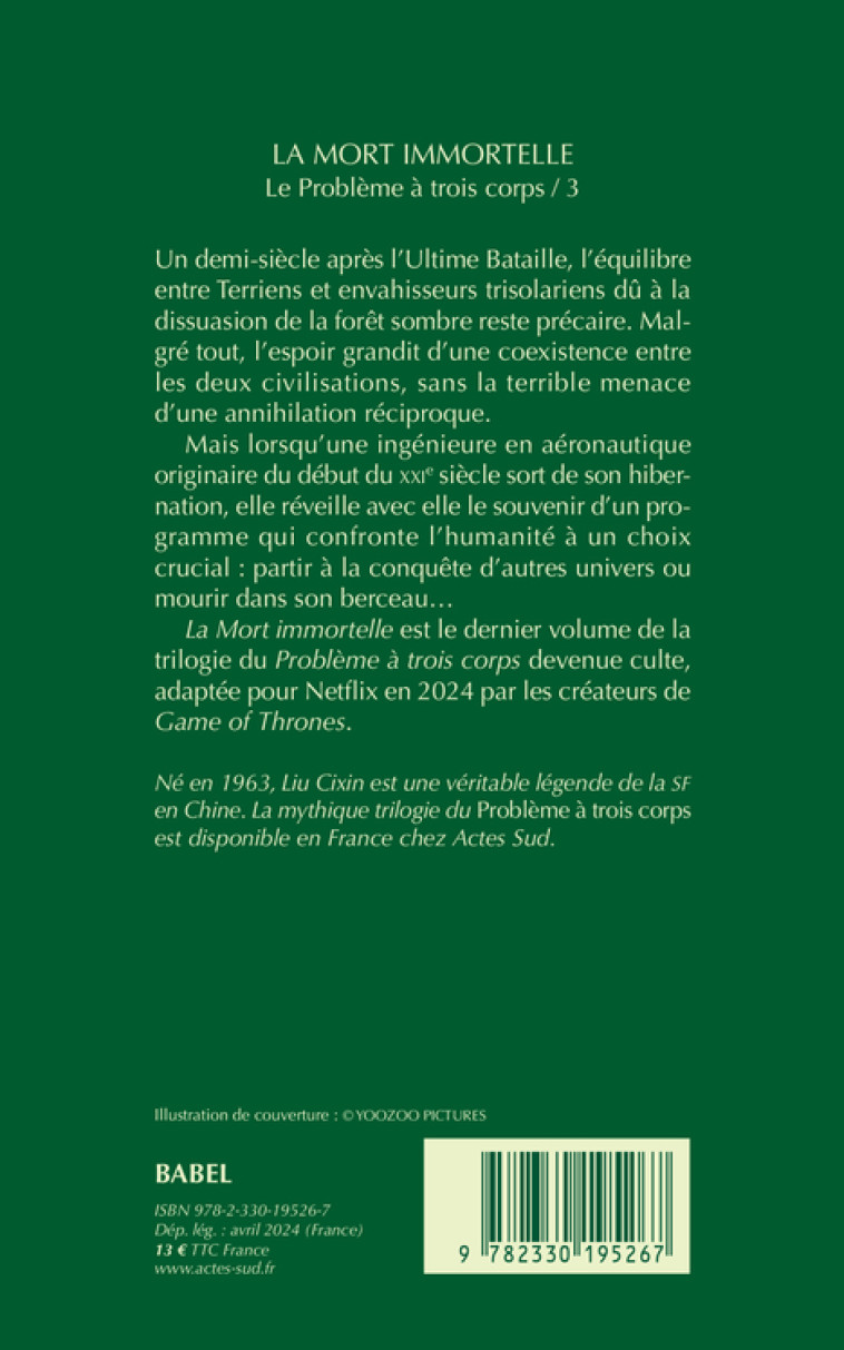 La Mort immortelle - Cixin Liu, Gwennaël Gaffric, Cixin Liu, Gwennaël Gaffric - ACTES SUD