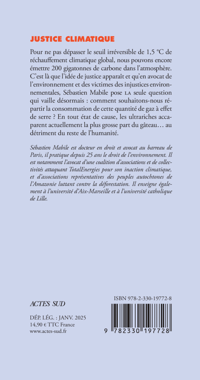 Justice climatique - Sébastien Mabile, Sébastien Mabile - ACTES SUD
