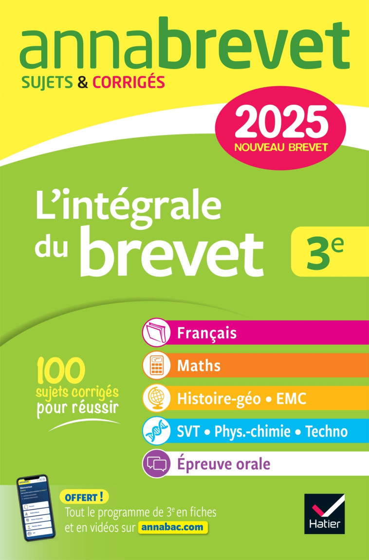 Annales du brevet Annabrevet 2025 L'intégrale du Brevet 3e (tout-en-un) -  ,   - HATIER