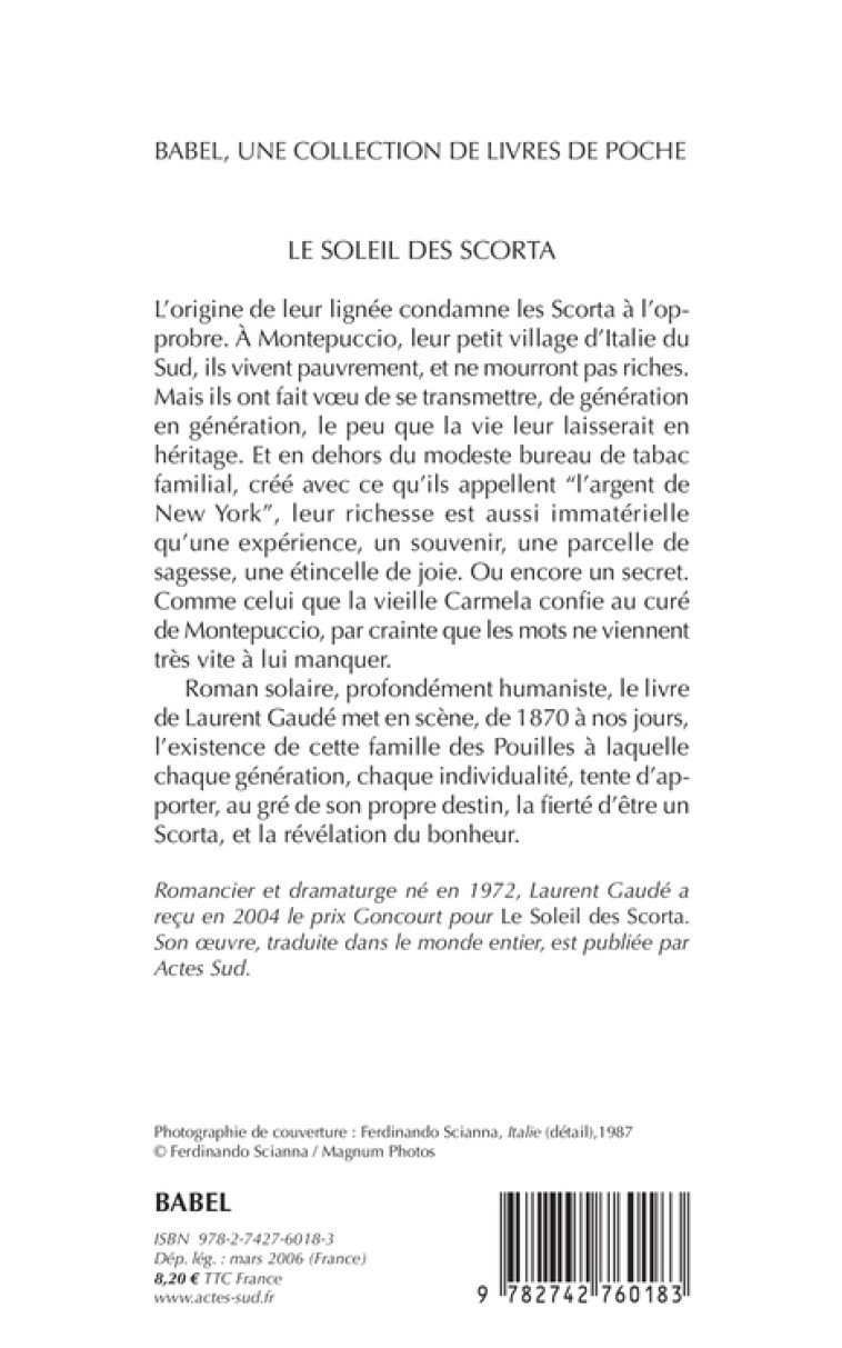 Le Soleil des Scorta - Laurent Gaudé, Laurent Gaudé - ACTES SUD