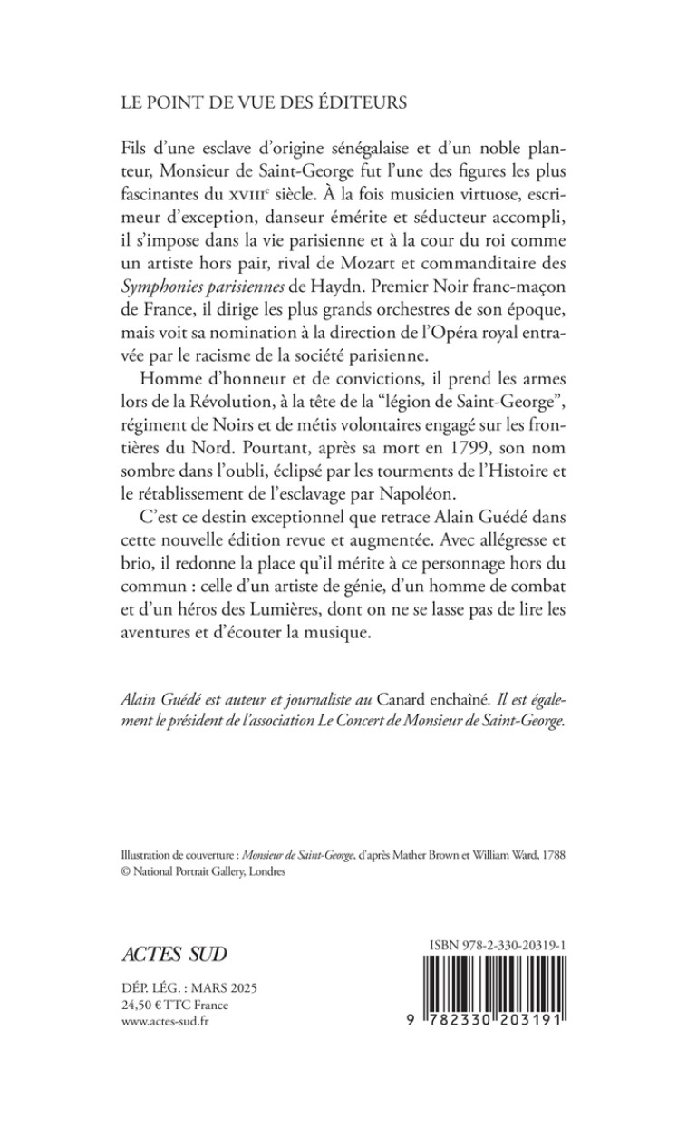Monsieur de Saint-George - Alain Guédé, Alain Guédé - ACTES SUD