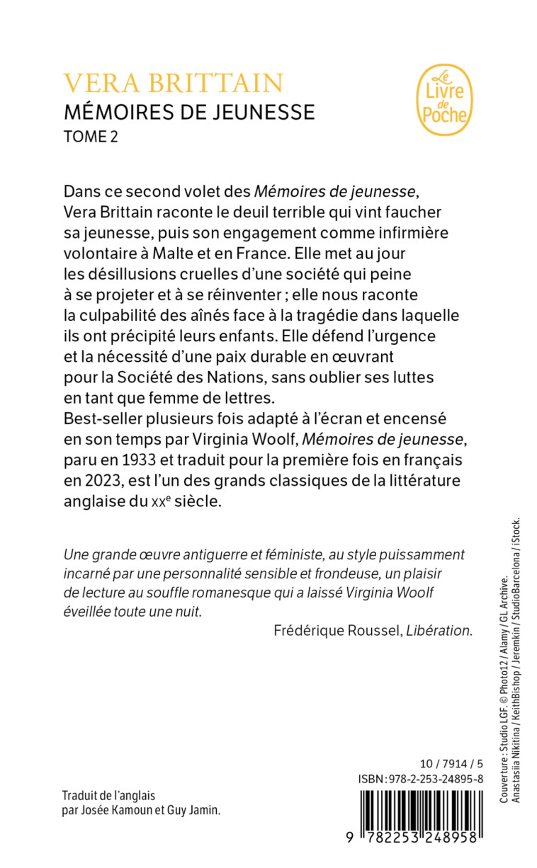 Mémoires de jeunesse, Tome 2 - Vera Brittain - LGF