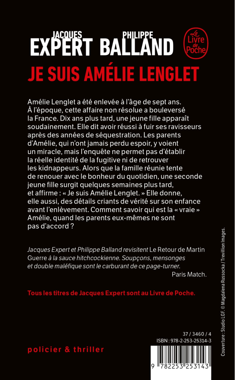 Je suis Amélie Lenglet - Jacques Expert, Philippe Balland - LGF