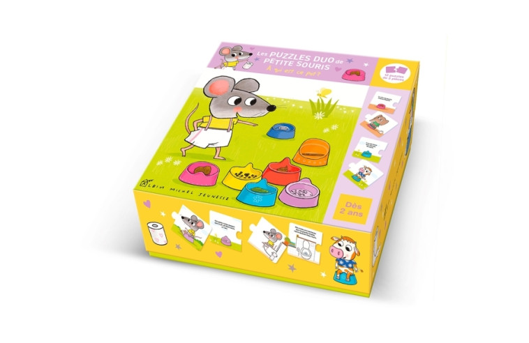 Les Puzzles duo de Petite Souris - A qui est ce pot ? - Boîte 24 pièces (12x2) - Guido Van Genechten - ALBIN MICHEL
