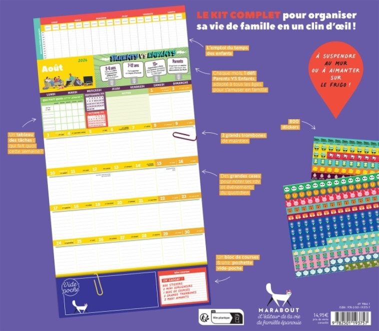 Grand calendrier familial mensuel -   - MARABOUT